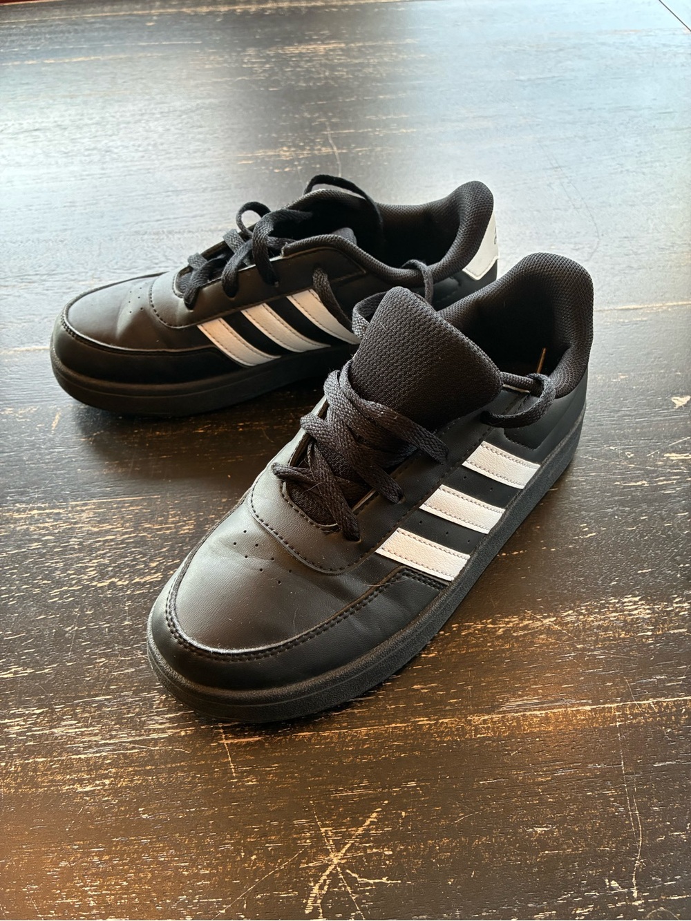 adidas Black Sneakers with White Stripes and Lace-Up Design size US 3